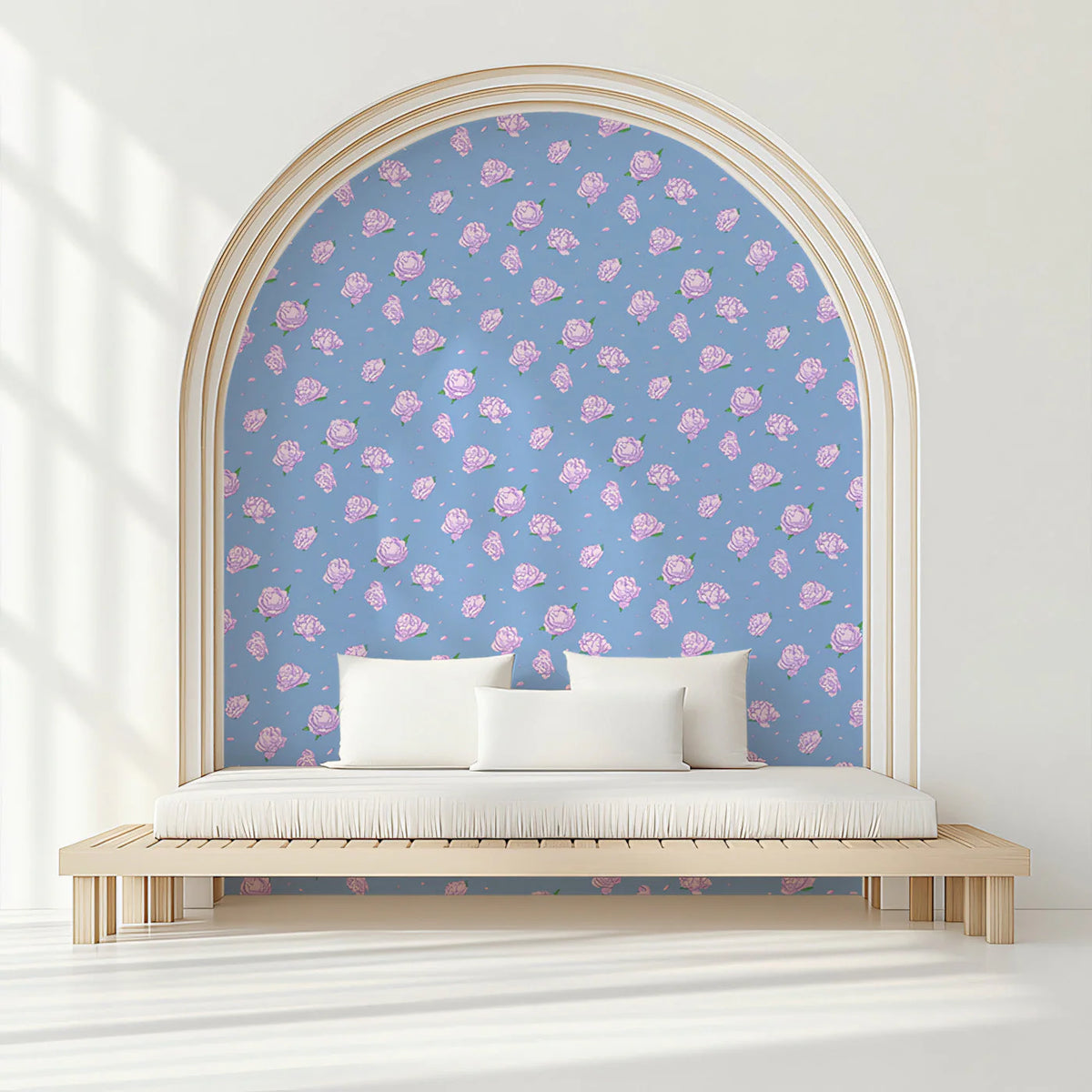 Vintage Rose Garden Mural Wallpaper — Soft Blue Floral Design Mural Wallpaper - pure wallpaper artwork