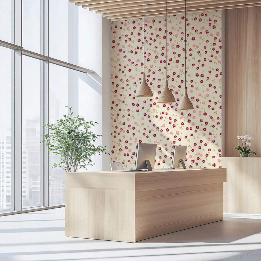 Dainty Ditsy Floral Mural Wallpaper — Soft Cottagecore Aesthetic Mural Wallpaper