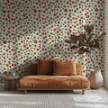 Retro Floral Geometric Mural Wallpaper —Earthy Vintage Motif Mural Wallpaper - pure wallpaper artwork