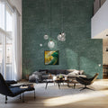 Minimalist Peony Sketch Mural Wallpaper — Deep Sage Green Mural Wallpaper - pure wallpaper artwork