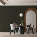 Minimalist Floral Sketch Mural Wallpaper — Charcoal and Ochre Mural Wallpaper - pure wallpaper artwork