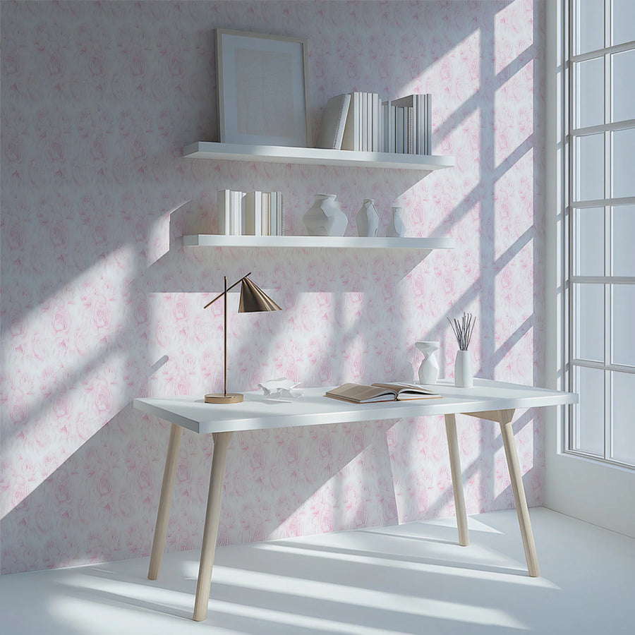 Soft Rose Floral Mural Wallpaper — Delicate Botanical Pattern Mural Wallpaper