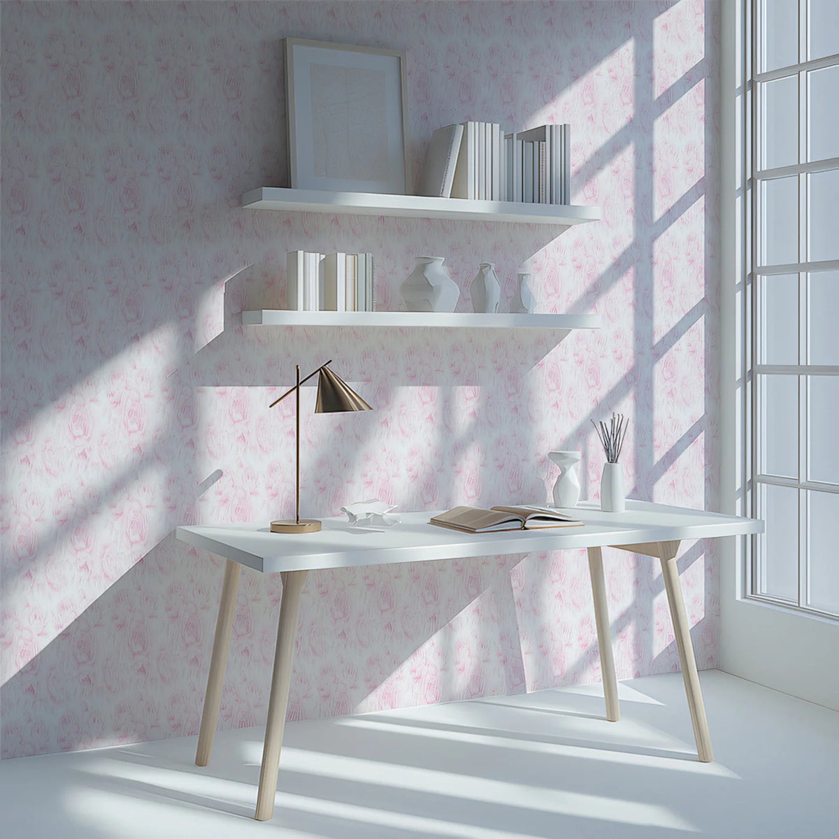 Soft Rose Floral Mural Wallpaper — Delicate Botanical Pattern Mural Wallpaper - pure wallpaper artwork
