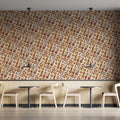 Mid-Century Geometric Mural Wallpaper with Earthy Mosaic Motifs Mural Wallpaper - pure wallpaper artwork