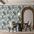 Abstract Foliage Mural Wallpaper — Soft Blue and Sage Botanic Mural Wallpaper - pure wallpaper artwork