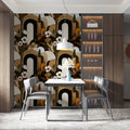 Art Deco Arch and Floral Mural Wallpaper — Mid-Century Modern Mural Wallpaper - pure wallpaper artwork