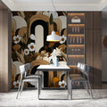 Arch and Floral Art Deco Mural Wallpaper — Earthy Geometric Design Mural Wallpaper - pure wallpaper artwork