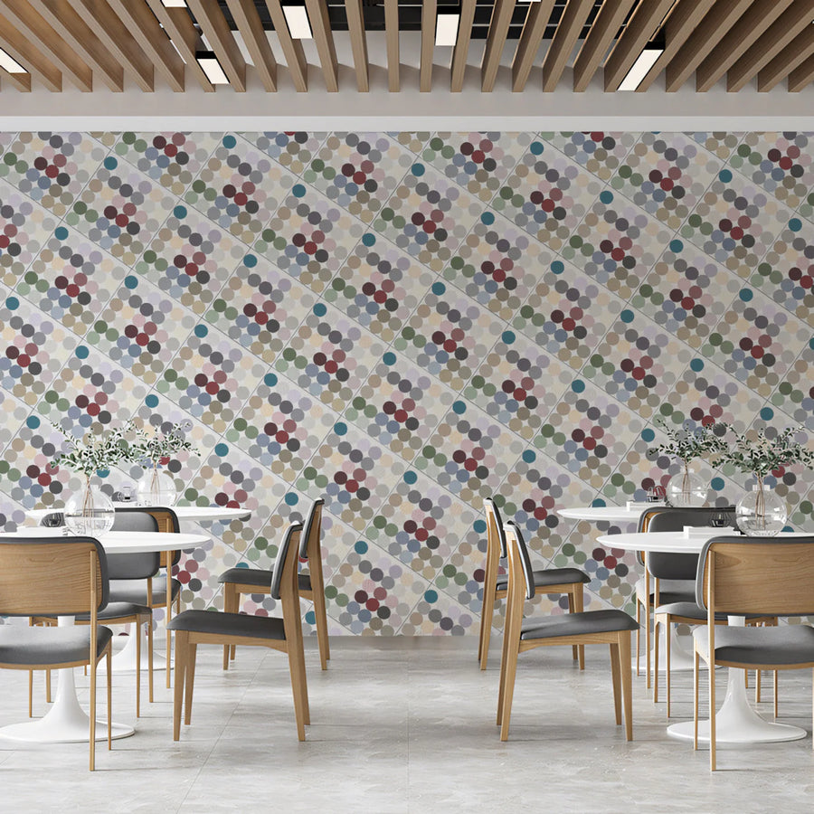 Confetti Dot Grid Mural Wallpaper — Geometric Modern Design Mural Wallpaper