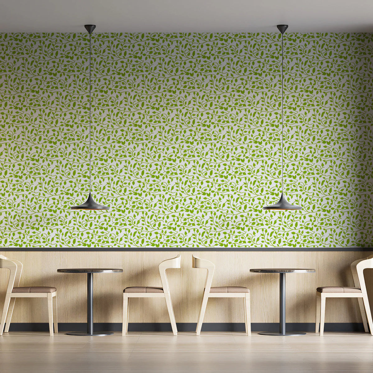Spring Vine Botanical Mural Wallpaper —Fresh Green Foliage Mural Wallpaper - pure wallpaper artwork