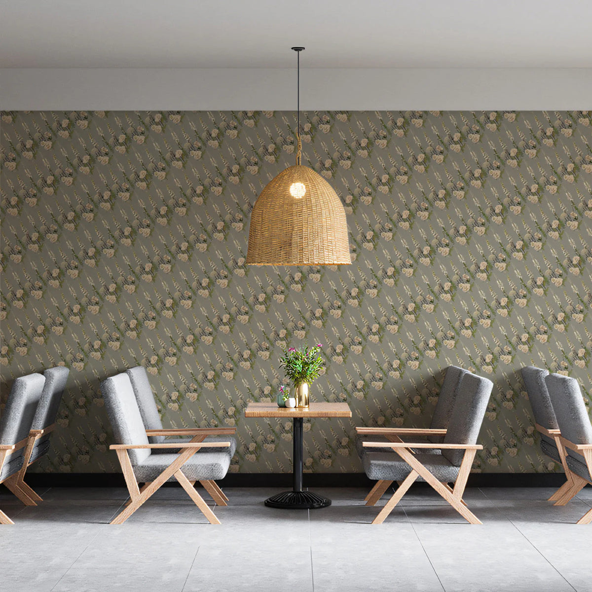 Meadow Wildflower Mural Wallpaper — Soft Sage Botanical Mural Wallpaper - pure wallpaper artwork