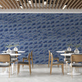 Indigo Fan Scale Mural Wallpaper — Modern Geometric Coastal Style Mural Wallpaper - pure wallpaper artwork