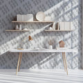 Minimalist Leaf Line Art Mural Wallpaper — Monochrome Scandi Style Mural Wallpaper - pure wallpaper artwork
