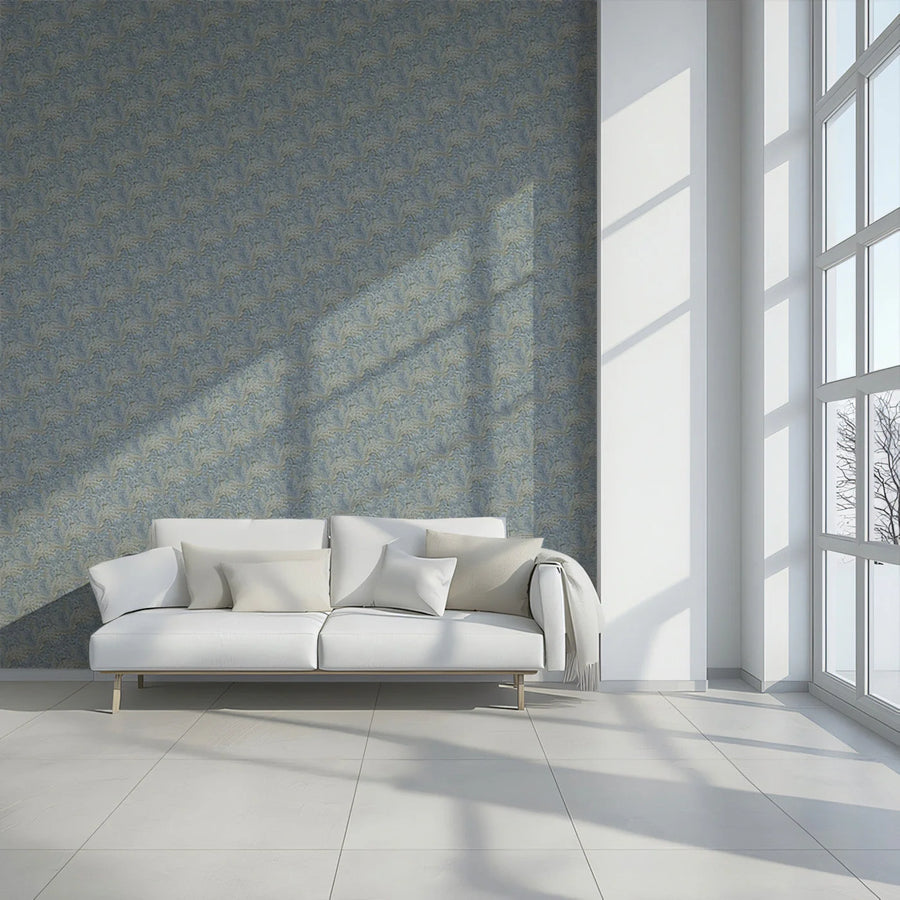 Blue-Gray Fern Mural Wallpaper — Elegant Botanical Pattern Mural Wallpaper