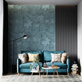 Maple Leaf Sketch Mural Wallpaper — Blue Monochromatic Botanical Mural Wallpaper - pure wallpaper artwork