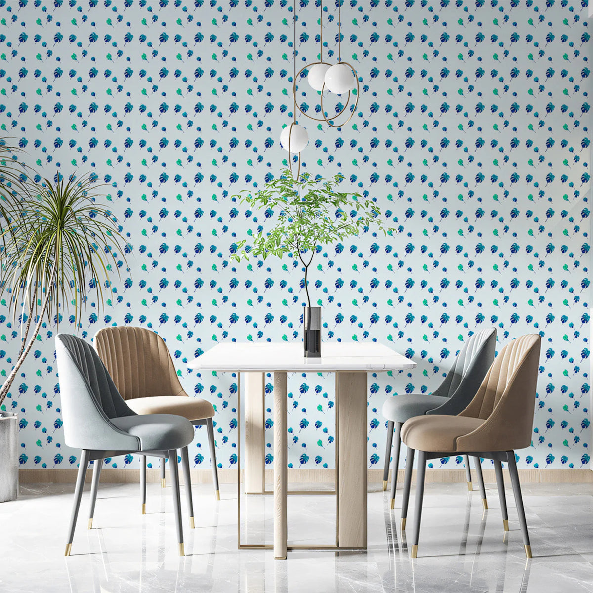 Floating Tropical Leaf Mural Wallpaper — Cool Botanical Print Mural Wallpaper - pure wallpaper artwork