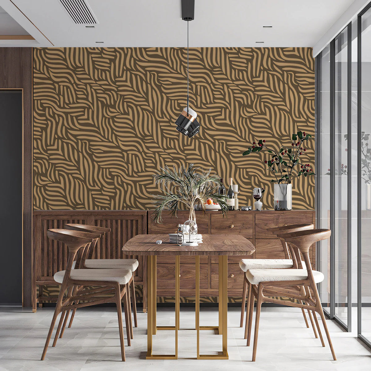 Abstract Organic Wave Mural Wallpaper — Neutral Earthy Pattern Mural Wallpaper - pure wallpaper artwork