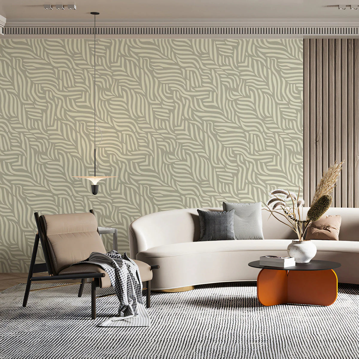 Abstract Organic Wave Mural Wallpaper — Neutral Minimalist Design Mural Wallpaper - pure wallpaper artwork