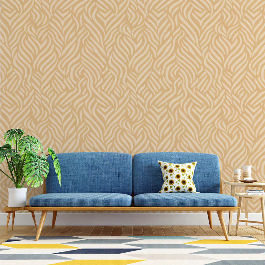 Abstract Foliage Mural Wallpaper — Minimalist Neutral Design Mural Wallpaper