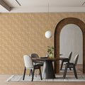Minimalist Botanical Sprig Mural Wallpaper — Warm Ochre and Cream Mural Wallpaper - pure wallpaper artwork
