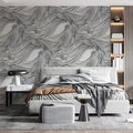 Fluid Wave Line Art Mural Wallpaper — Monochrome Abstract Design Mural Wallpaper - pure wallpaper artwork