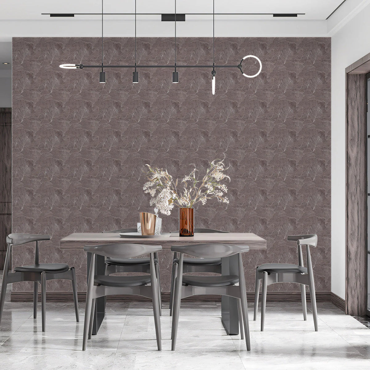 Pressed Botanical Leaf Mural Wallpaper — Earthy Brown Design Mural Wallpaper - pure wallpaper artwork