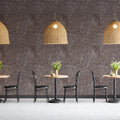 Etched Botanical Leaf Mural Wallpaper in Dusky Earth Brown Mural Wallpaper - pure wallpaper artwork