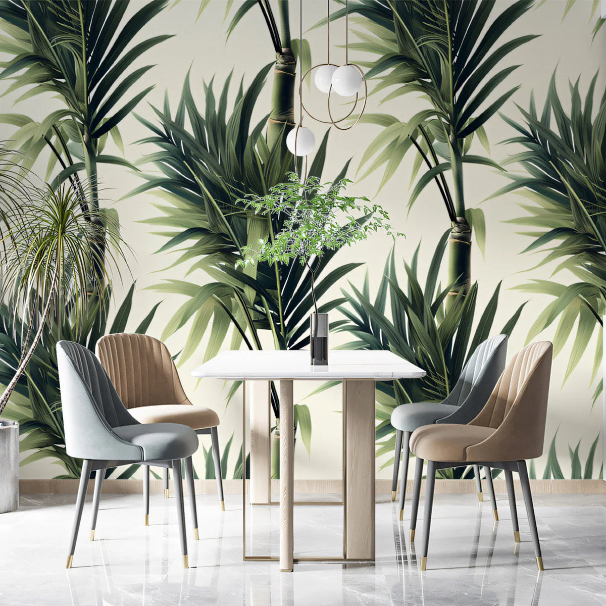 Lush Green Palm Leaf Mural Wallpaper — Modern Tropical Print Mural Wallpaper - pure wallpaper artwork