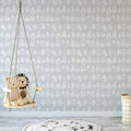 Woodland Owls and Deer Mural Wallpaper — Minimalist Sketch Design Mural Wallpaper - pure wallpaper artwork