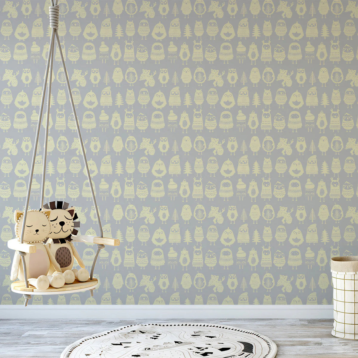 Forest Friends Animal Mural Wallpaper —Whimsical Sketch Design Mural Wallpaper - pure wallpaper artwork