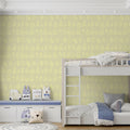 Forest Friends Animal Mural Wallpaper — Soft Pale Yellow Sketch Mural Wallpaper - pure wallpaper artwork