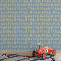 Nordic Woodland Animal Mural Wallpaper — Soft Blue and Cream Mural Wallpaper - pure wallpaper artwork