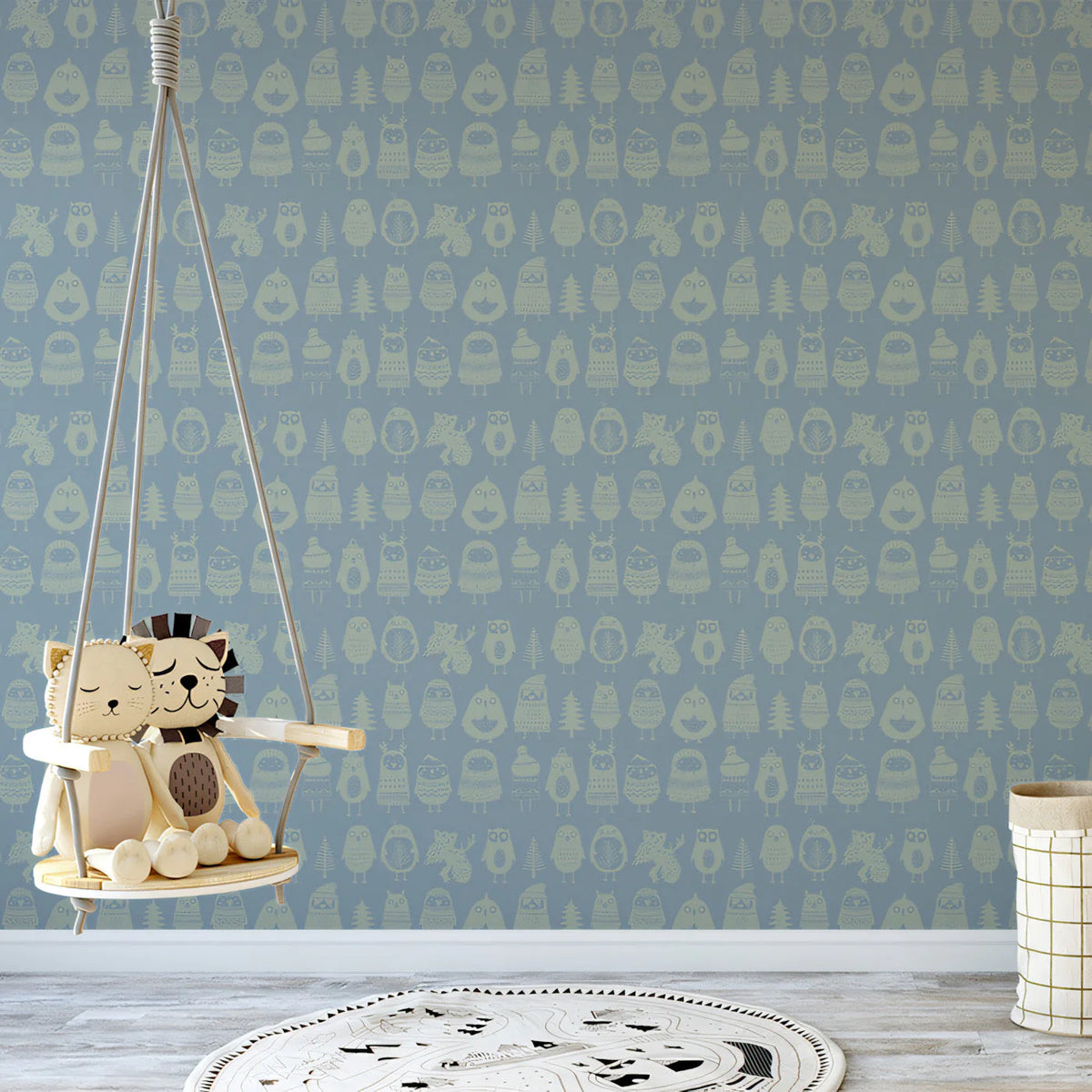 Forest Friends Mural Wallpaper —Whimsical Woodland Pattern Mural Wallpaper - pure wallpaper artwork