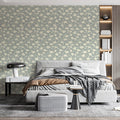 Dainty Meadow Daisy Mural Wallpaper — Soft Sage Green Mural Wallpaper - pure wallpaper artwork
