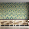 Vintage Damask Floral Mural Wallpaper — Soft Blue and Sage Green Mural Wallpaper - pure wallpaper artwork