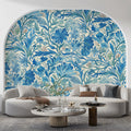 Art Nouveau Blue Botanical Mural Wallpaper — Floral Wall Covering Mural Wallpaper - pure wallpaper artwork
