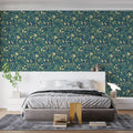 Meadow Bloom Floral Mural Wallpaper — Moody Botanical Print Mural Wallpaper - pure wallpaper artwork