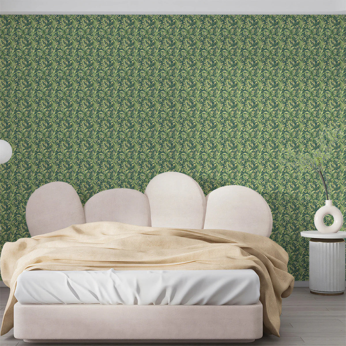 Vintage Botanical Leaf Mural Wallpaper — Traditional Green Print Mural Wallpaper - pure wallpaper artwork