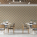 Vintage Botanical Floral Mural Wallpaper —Cream and Ochre Mural Wallpaper - pure wallpaper artwork