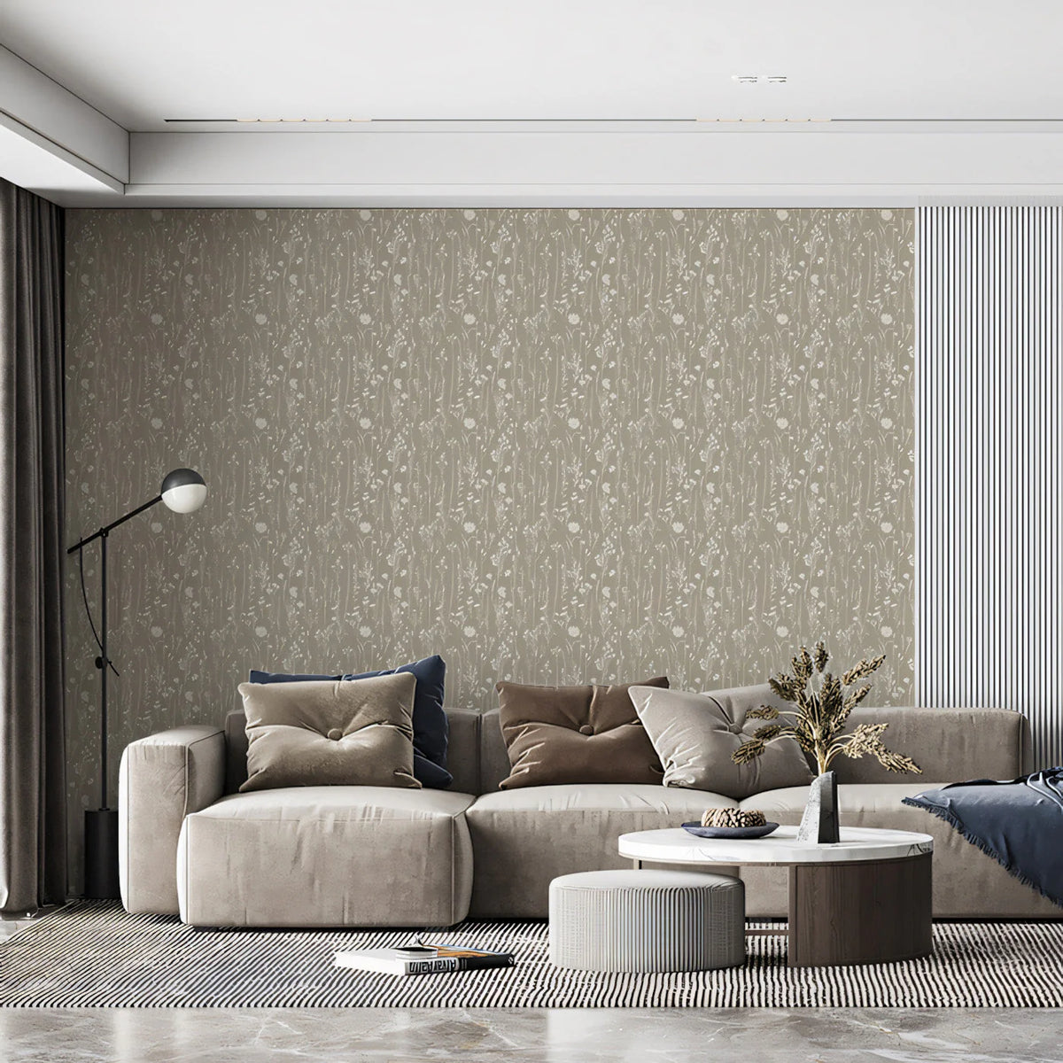 Meadow Grass Mural Wallpaper — Subtle Botanical Wall Art Mural Wallpaper - pure wallpaper artwork