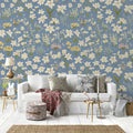 Meadow Lily Floral Mural Wallpaper — Airy Botanical Pattern Mural Wallpaper - pure wallpaper artwork