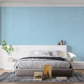 Sky Blue Leaf Trail Mural Wallpaper — Minimalist Nature Pattern Mural Wallpaper - pure wallpaper artwork