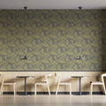 Palm Frond Mural Wallpaper —Muted Ochre and Gray Motif Mural Wallpaper - pure wallpaper artwork