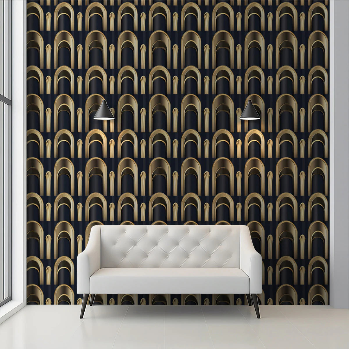 Golden Arch Layers Mural Wallpaper — Art Deco Geometric Mural Wallpaper - pure wallpaper artwork