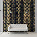Golden Arch Layers Mural Wallpaper — Art Deco Geometric Mural Wallpaper - pure wallpaper artwork