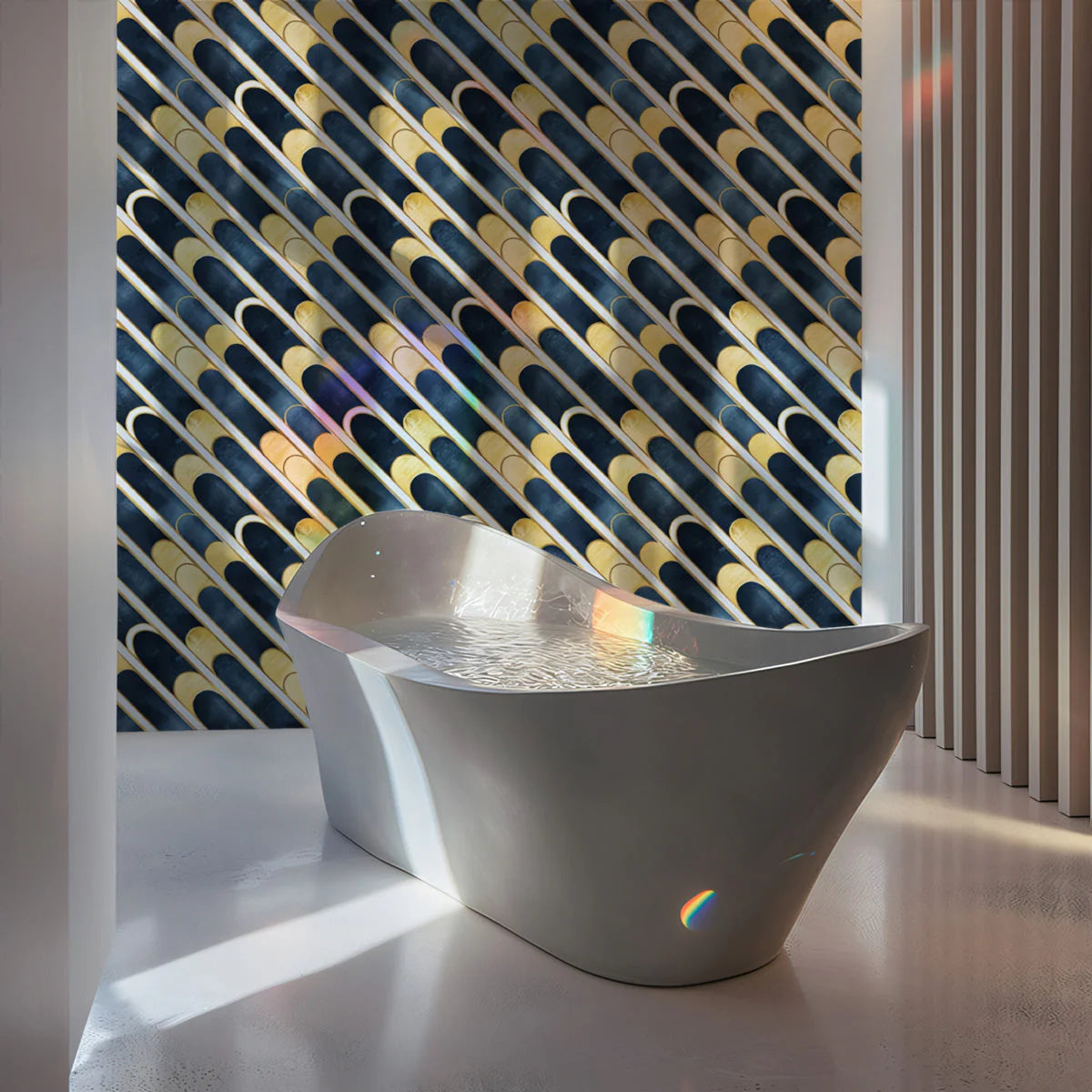 Art Deco Geometric Arches Mural Wallpaper in Navy and Gold Mural Wallpaper - pure wallpaper artwork