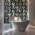 Art Deco Geometric Arches Mural Wallpaper in Navy and Gold Mural Wallpaper - pure wallpaper artwork