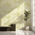 Ginkgo Leaf Line Art Mural Wallpaper — Soft Pale Yellow Mural Wallpaper - pure wallpaper artwork
