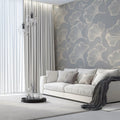 Ginkgo Leaf Mural Wallpaper — Minimalist Grey Botanical Pattern Mural Wallpaper - pure wallpaper artwork