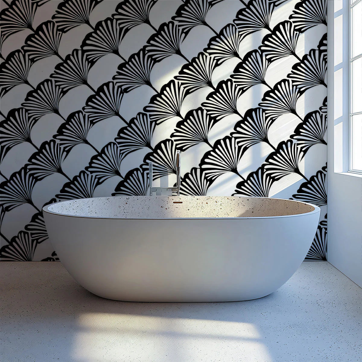 Ginkgo Leaf Geometric Mural Wallpaper — Modern Monochrome Mural Wallpaper - pure wallpaper artwork
