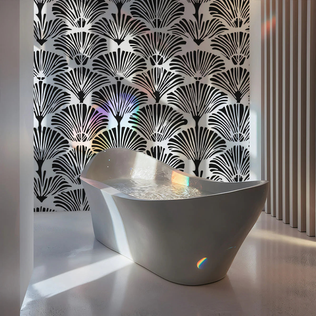 Ginkgo Fan Silhouette Mural Wallpaper — Art Deco Graphic Print Mural Wallpaper - pure wallpaper artwork